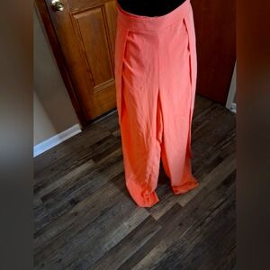 Elegant Coral Wide-Leg Women's Pants